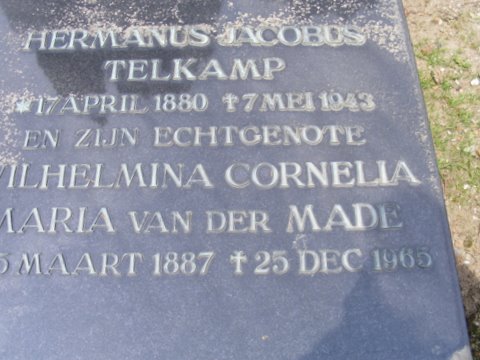 Graf van Hermanus Jacobus Telkamp enWilhelmina Cornelia Maria van der Made